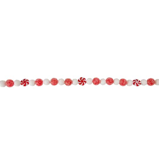 4ft. Red &#x26; White Peppermint Candy Christmas Garland